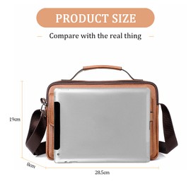 Naudamp Men's Shoulder Bag Leather Shoulder Bag Casual Waterproof Bag Office Briefcase Outdoor Travel Handbag, light brown, Utility
