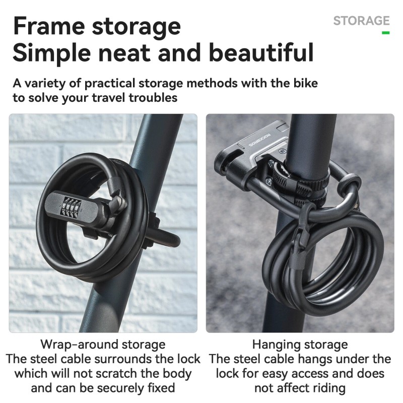 ROCKBROS Scooter U Lock w/1.1m Cable-Compact Portable Passwords Cable Lock