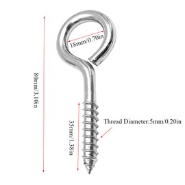 36 Pcs Heavy Duty Stainless Steel Eye Hooks Screw Eyes M6 x 80 for Hammock Hook Swing Yoga
