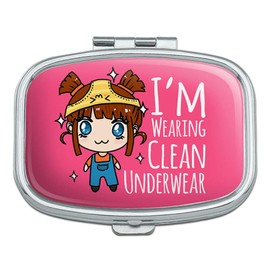 I'm Wearing Clean Underwear Kawaii Chibi Pigtails Rectangle Pill Case Trinket Gift Box
