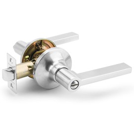 ANNFUZ Privacy Door Handle Without Key,Interior Door Lever with Emergency Access,Reversible keyless Lever for Right & Left Side,Perfect for Bathrooms and Bedrooms,Satin Nickel