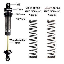 TOOMOD 100mm RC Oil Shock Absorber Big Bore Damper for 1/10 Arrma,Slash,BIG ROCK,Stampede,Rustler, Bandit, Ford, Vorteks,1/8 TYPHON,etc. Parts Upgrade Replace（2Pcs）(Black)