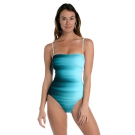 La Blanca Women's Bandeau Mio One Piece Swimsuit, Turquoise//Ocean Oasis, 14