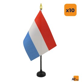 AZ FLAG Pack of 10 Mini Luxembourg Table Flags 6" x 4" (15cm x 10cm) 10 Luxembourg Office Flags 100% Polyester with Gold Stitch Flag Pole