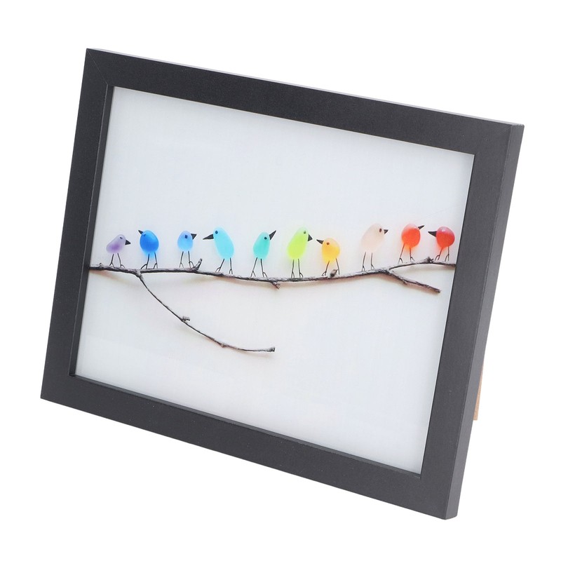 Photo Frame Black Decorative Rugged Multifunctional Sea Glass Birds Picture