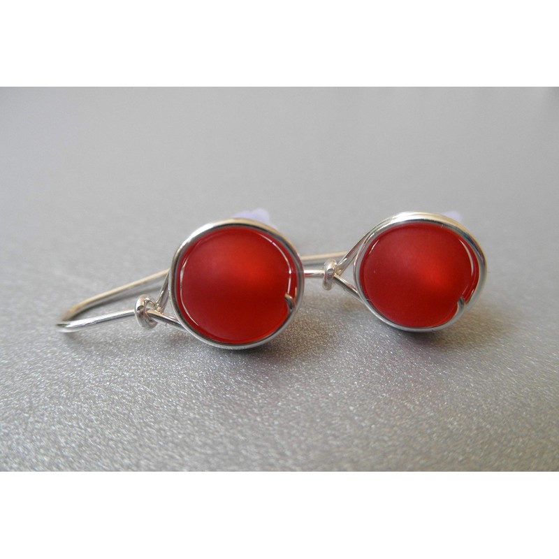 Earrings - Lollipop - Ruby - Silver-Plated