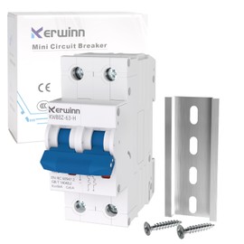 KERWINN Miniature Circuit Breaker 1000V DC Circuit Breaker 2 Pole 32Amp Smart Circuit Breaker,DC Disconnect Switch DIN Rail Mount for Marine Power Systems, Solar photovoltaic Systems (C32A)