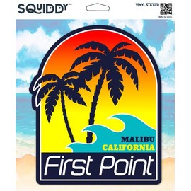 Squiddy First Point Malibu California - Vinyl Sticker Decal for Phone, Laptop, Water Bottle (3" high)