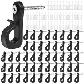 50Pack Q-Hanger Screw in Hooks Screw Hooks with Safety Buckle for Light Wire for Hanging String Lights Hanging Fairy Lights Plants, for Christmas, Festival,Patio, and Fence Decorations