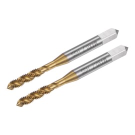 uxcell 2pcs Spiral Flute Thread Taps, Metric M4 x 0.7 H2 Screw Threading Tap, Titanium Coated M2 High Speed Steel Machine Tapping Tools for Machinist Repair