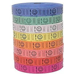 Raffle Tickets - 4 Rolls of 2000 Tickets) 8,000 Total Smile Raffle Tickets (4 Assorted Colors)