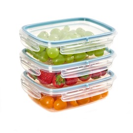 Snips, SnipsLock Rectangular Meal Prep Boxes for Food Storage | 0.6 L | Set of 3 | Food Storage Containers 18.4 x 13.8 x 8 cm | Made in Italy, Light Blue