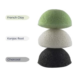 Vove | Premium Organic Konjac Sponge | (Pack of 3) | Exfoliating Biodegradable | Konjac Sponge Face | Eco-Friendly | Plastic-Free | for Facial Scrubbing, Makeup Removing and Skin Cleansing |