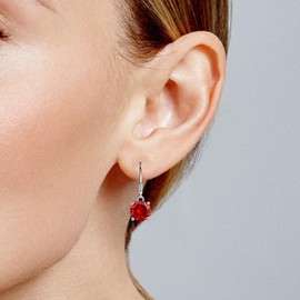 Red Garnet Earrings Birthstone Leverback Earrings for Women Vintage Burgundy Dangle Earrings for Women Fashion Maroon Earrings