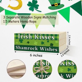 3 Pcs St. Patrick's Decorative Book Stacks for Home Decor, Wood Book Stack for Table Decor, Lucky Shamrock Tiered Tray Decor for Table Home Shelf Decoration, Farmhouse Stacked Books Decor, A05