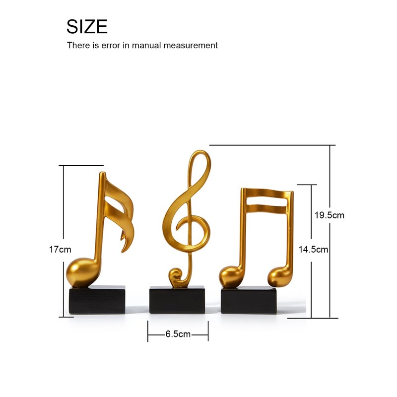Amoy-Art 3 x Decorative Sculptures Music Note Figures Treble Clef
