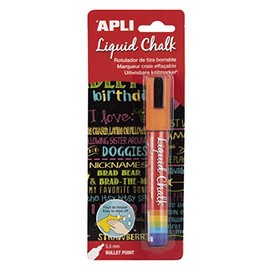 APLI Erasable 5.5mm Liquid Chalk Marker Round Tip Orange 17622