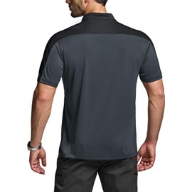 CQR Men's Polo Shirts, Tactical Short Sleeve Golf Performance Shirts, Lightweight Dry Fit UPF 50+ Pique, Commander Charcoal, X-Large