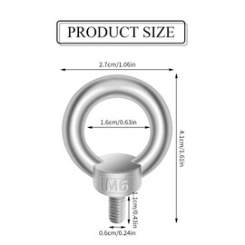 Emperoch 10 Pcs M6 Eye Bolts, 304 Stainless Steel Lifting Eye Bolt, Heavy Duty Male Thread Machinery Shoulder Eyebolt Screws for Attaching Hanging Hammocks Fastening Lifting Equipment Bindin