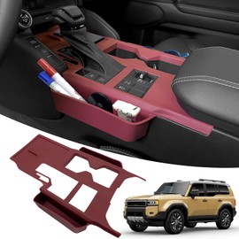 HUYINPJ Red Wine Center Console Organizer Compatible with Toyota Land Cruiser 250 Prado J250 LC250 2024 2025 Accessories,Seat Gap Storage Box Organizer Interior Silicone Red Wine（NOT for 1958）