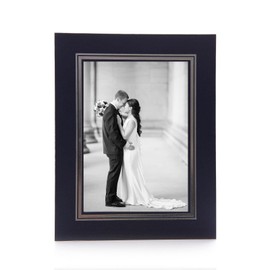Kenro Pack of 10 Blue Cardboard Strut Mount Photo Frames with Silver Border (7x5 Inch/13x18cm) - Card Photo Mounts for Graduation, School Photos, Weddings - PMA121/10