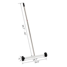 Heavy Duty Magnet Pickup Sweeper Tools - 17 inch - Magnetic Pick Up Sweeper -10 Lbs - Yard Magnet with Telescoping Holder and Wheels to Pick Up Nails, Magnetic Sweeper for Construction,Lawn,Roofing