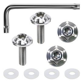 HiLiBoom M6 Anti-Theft Screws Titanium Alloy Snowflake Design Car License Plate Bolts Set of 2 (Silver 4pcs)
