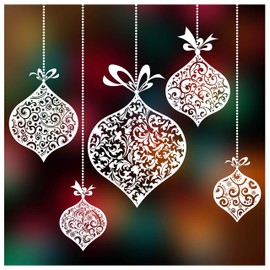 Christmas Window Stickers - Xmas Classic Hanging Bauble Window Cling Decorations - 5 Mixed Size Baubles
