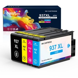 Nestink 937e 937XL Printer Cartridges (1 Black, 1 Cyan, 1 Magenta, 1 Yellow) Replacement for HP 937 XL Multipack, Compatible with HP Officejet Pro 9110b 9120b 9130b 9720 9730 9110e 9120e 9130e 9720e
