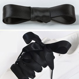 JK Home 5 Pairs 100cm Flat Satin Ribbon Shoe Laces 20mm Wide Soft Silk Shoelaces Shoes Strings for Women Girls Trainers Boots Sneakers Skate Sport Shoes Casual Shoes