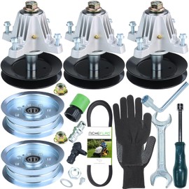 NICHEFLAG 3 Pack 918-06978 Spindle Assembly Pre-Greased with 756-05034A Idler Pulley 954-04329A Belt 490-900-M061 Deck Wash Kit Replaces 618-06978 for Cub Cadet RZT-L54 RZT-L54KH ZT1-54 ZT2-54 Decks