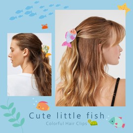3Pcs Acrylic Fish Claw Clip Set, Unique Fashion Small Acetate Claw Clip, Cute Ocean Animal Hair Accessory for Women & Girls with Thick or Thin Hair, Gift for Beach Lovers & Ocean Enthusiasts