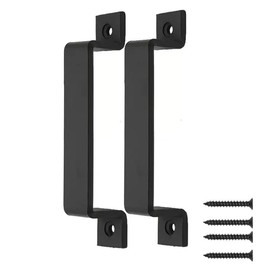 AIVOOF Barn Door Handles, 2 Pack Matte Black Sliding Door Pulls Heavy Duty Carbon Steel Gate Hardware Kit for Barn Door Gates Farm Gate Garages Sheds Closets with 4 Screws Included (Black)