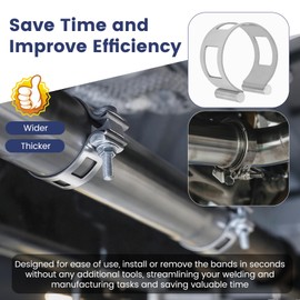 Upgraded Heavy-Duty Exhaust Tacking Band Set (5PCS) - 304 Stainless Steel, 2" to 4" Sizes, Extra Wide & 10% Thicker Design for Precise TIG Welding Alignment