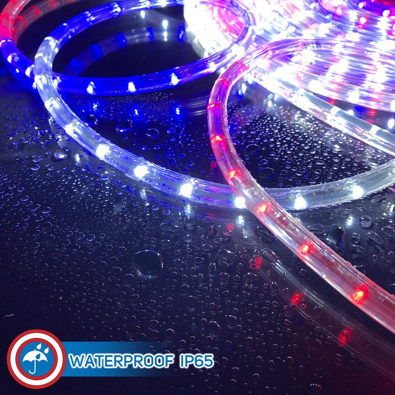 Russell Decor Patriotic Rope Lights Red White Blue for Independence