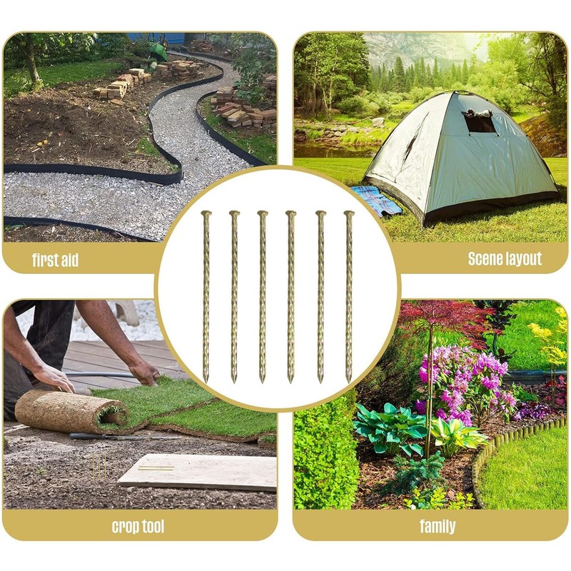 12 Inch Galvanized Heavy Duty Spiral Landscape Spikes, Metal Garden