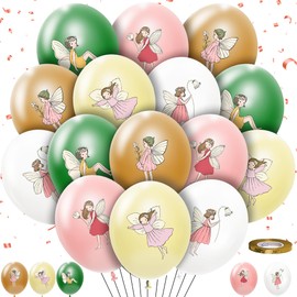 HYOWCHI 50Pcs Fairy Party Decorations Balloons Set for Birthday Baby Shower, Enchanted Forest Garden Fairy Birthday Party Supplies Latex Balloons