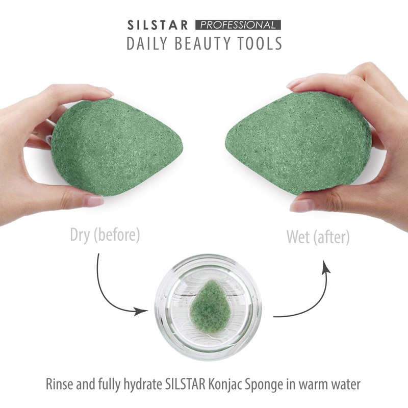 SILSTAR PROFESSIONAL Konjac Facial Sponge Tear Drop Rose Red Clay