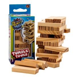 JA-RU Pocket Travel Mini Wood Tumbling Tower Blocks (3 Tower Set) Small 4 Inch Size Wooden Blocks for Kids & Adults. Classic Family Board Games. Building & Stacking Games. Party Favors. 3276-3p