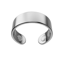 CALMI CALMI - Magnetic Wellness Ring 18K Gold Plated with Adjustable Stainless Steel Design | Wearable Magnetic Field Accessory for General Wellbeing | Unisex (Silver)
