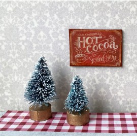 The Happy Little Home Dollhouse Miniature HOT COCOA Christmas tin sign 1:12 red handmade RED holiday