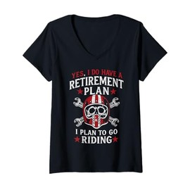 Womens Retirement Plan I Plan to Go Riding - Biker Motorcycle V-Neck T-Shirt