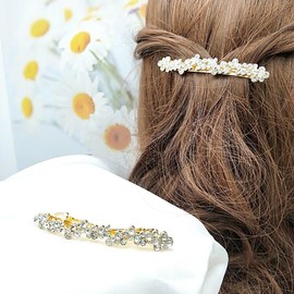 Rhinestone Hair Clip French Barrettes for Women Fine Thin Hair No Slip Crystal French Hair Clips for Women Rhinestone Hairpins Hair Barrette 2 Pcs Rhinestones Hair Accessories