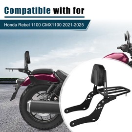 DSISIMO Motorcycle Passenger Backrest Sissy Bar With Back Rest Cushion Pad And Luggage Rack Compatible With For Honda Rebel 1100 1100T DCT CMX1100 2021-2025