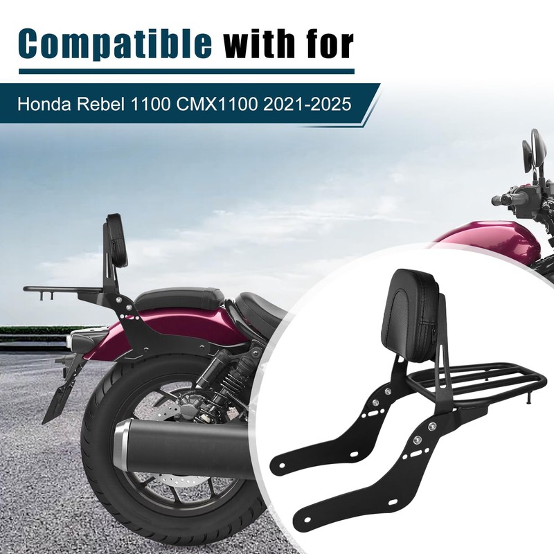 DSISIMO Motorcycle Passenger Backrest Sissy Bar With Back Rest Cushion