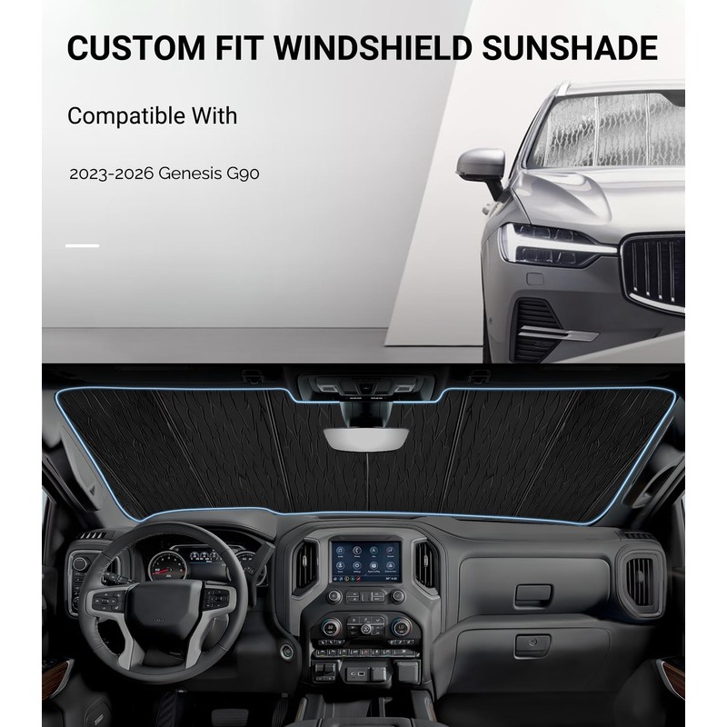 Pigenius Windshield Sun Shade for Genesis G90 2023-2026 Front Window