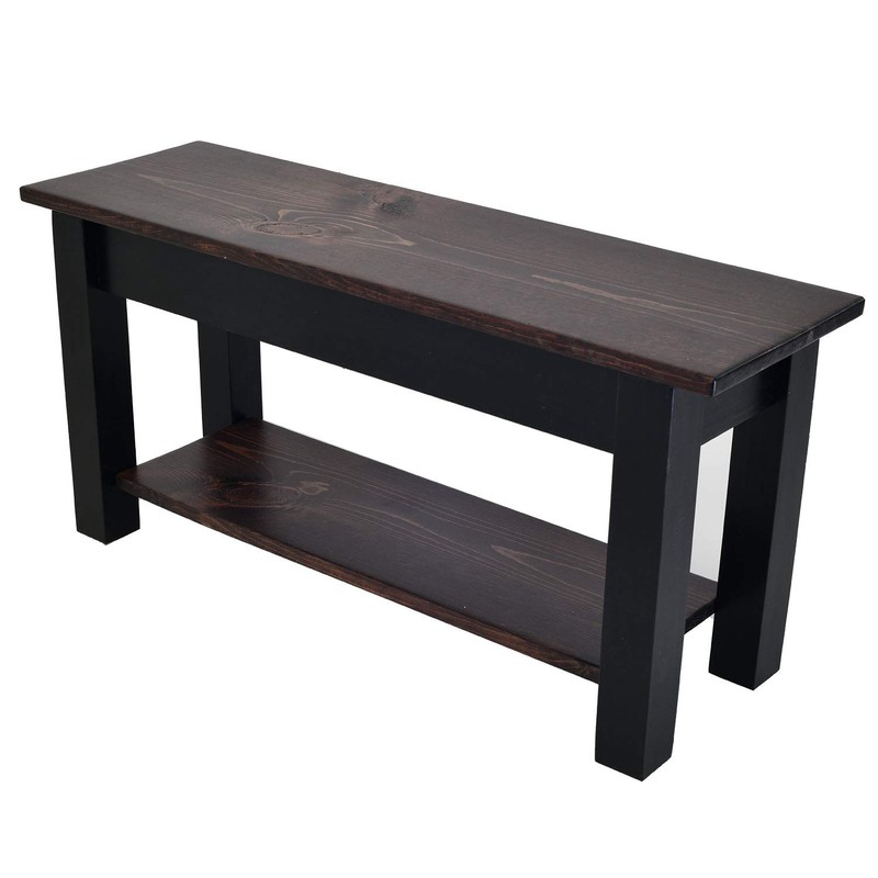 Red Mahogany and Black Bench with Shelf (36)