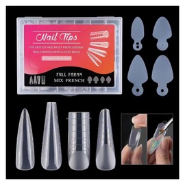 Esshogo 144 Pieces Dual Nail Forms Set, 4 Shapes Nail Extension Nail Gel Shapes Nail Set with 48 Pieces Nail Stickers for Acrylic Nail Shapes, Nail Set Manicure Tools