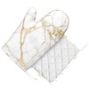 Oven Mitts and Pot Holders Sets White Gold Kitchen Accessories