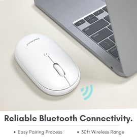 Macally Wireless Mouse - Bluetooth-Maus mit leisen Tasten für Laptop, Desktop PC, iOS, Android - Kompatibel Wireless Mouse